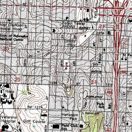 Topographic Map of Leavenworth Park, NE