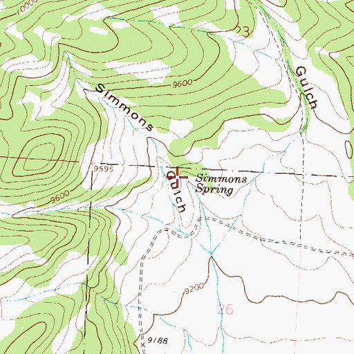 Topographic Map of Simmons Spring, CO