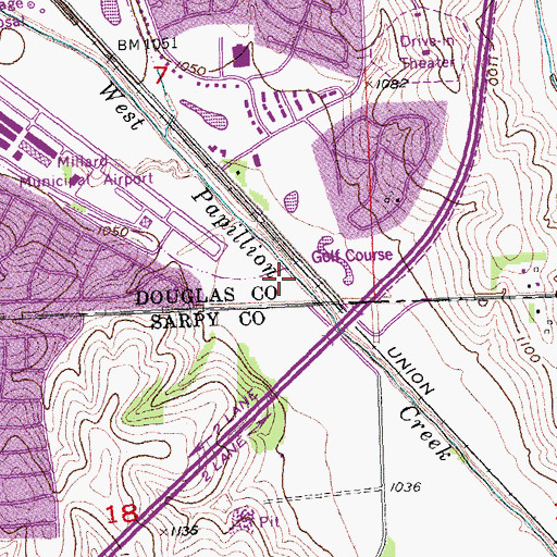 Topographic Map of Millard Heights Park, NE