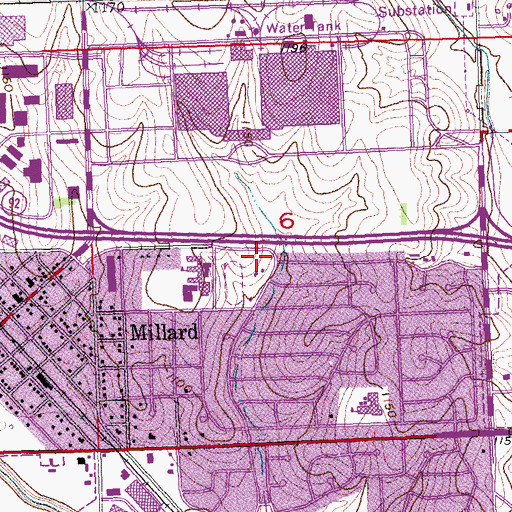 Topographic Map of Oaks Park, NE
