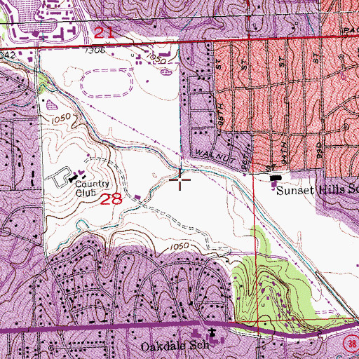 Topographic Map of Happy Hollow Park, NE