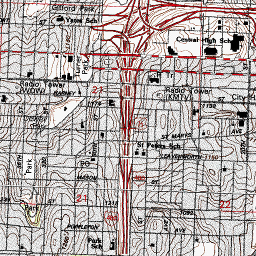 Topographic Map of Park East, NE