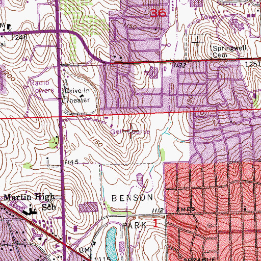 Topographic Map of Benson Park Golf Course, NE
