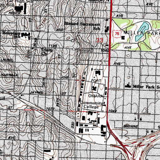 Topographic Map of General Crook House Museum, NE
