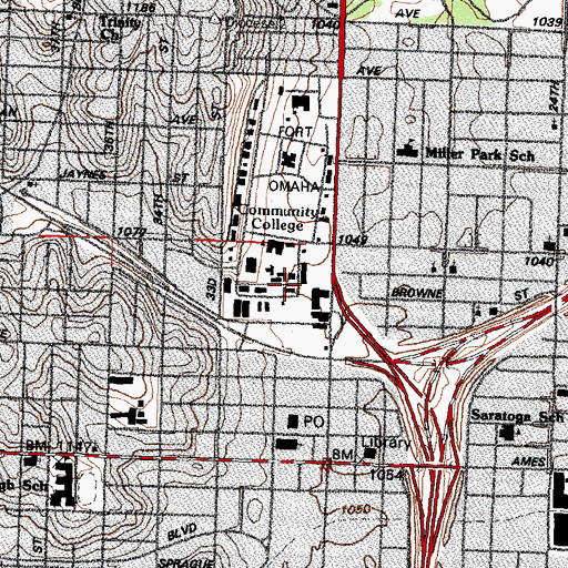 Topographic Map of Central Stores-Duplicating Building, NE