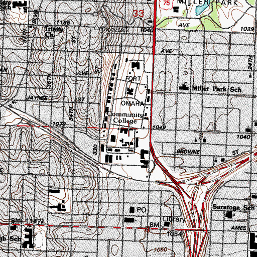 Topographic Map of Metropolitan Community College Foundation Building, NE