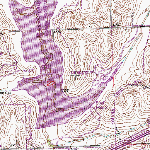 Topographic Map of Glenn Cunningham Lake Campground, NE