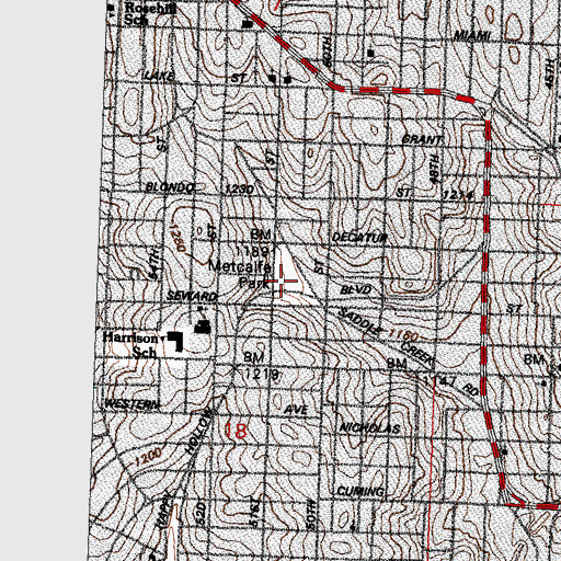 Topographic Map of Metcalfe Park, NE