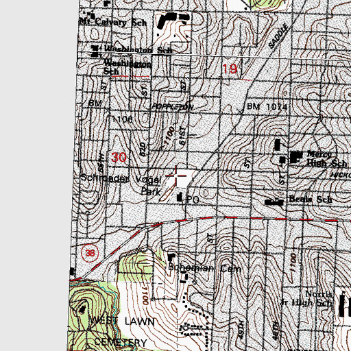 Topographic Map of Vogel Park, NE