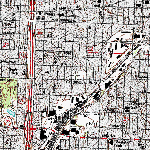 Topographic Map of Columbus Park, NE