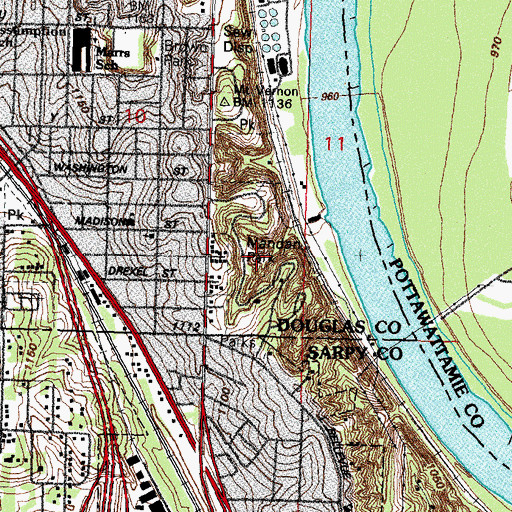 Topographic Map of Mandan park, NE