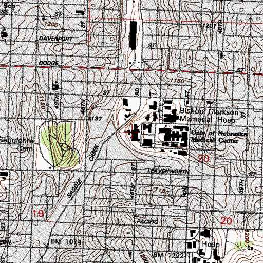 Topographic Map of University Geriatric Center, NE