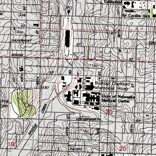 Topographic Map of J P Lord School, NE