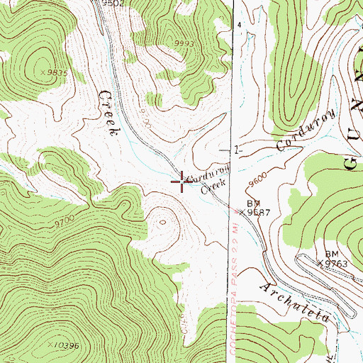 Topographic Map of Corduroy Creek, CO