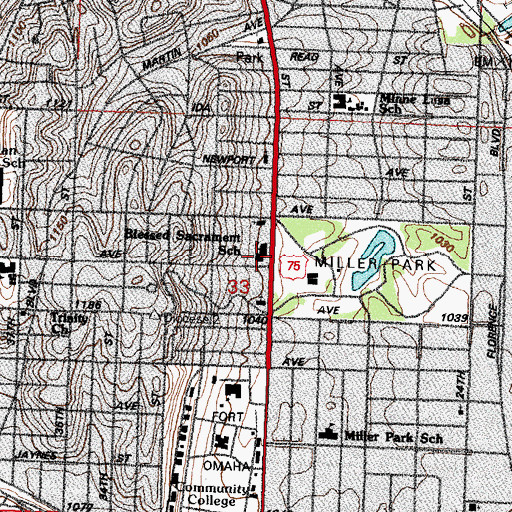 Topographic Map of Blessed Sacrament Church, NE