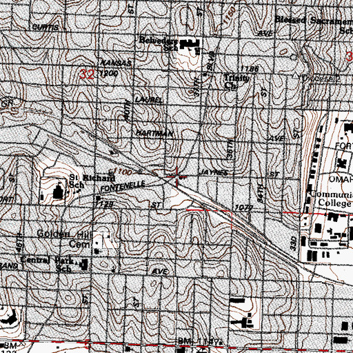 Topographic Map of Fontenelle Kingdom Hall, NE