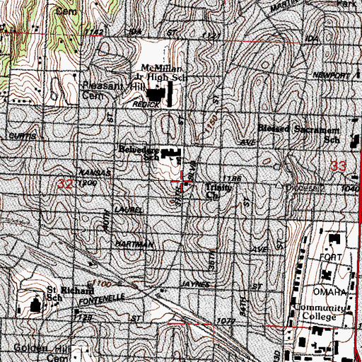 Topographic Map of Trinity United Methodist Church, NE
