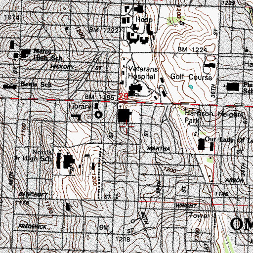 Topographic Map of Center Baptist Church, NE