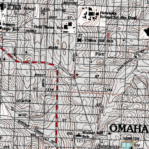 Topographic Map of Clifton Hill Presbyterian Church, NE