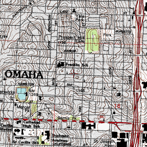 Topographic Map of Saint Matthews Baptist Church, NE