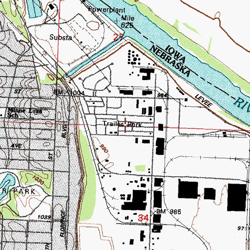 Topographic Map of Ponderosa Village Mobile Home Park, NE