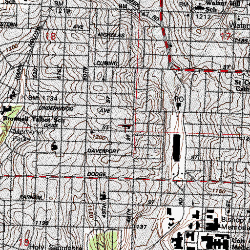 Topographic Map of A V Sorenson Branch Library, NE