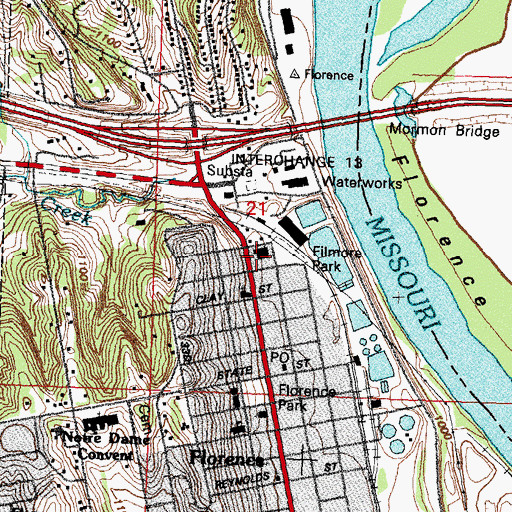 Topographic Map of Florence Branch Library, NE