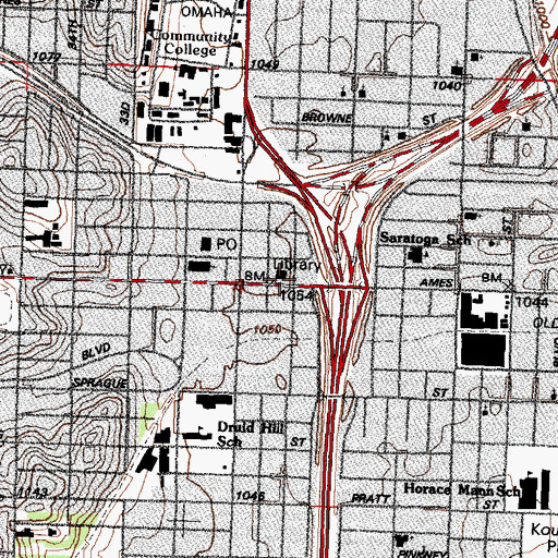Topographic Map of Charles B Washington Branch Library, NE