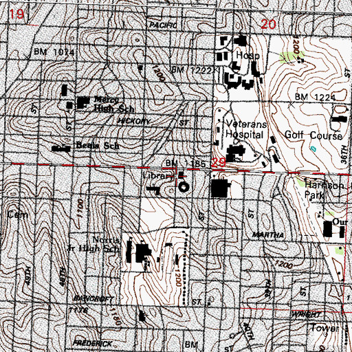 Topographic Map of Willa Cather Branch Library, NE