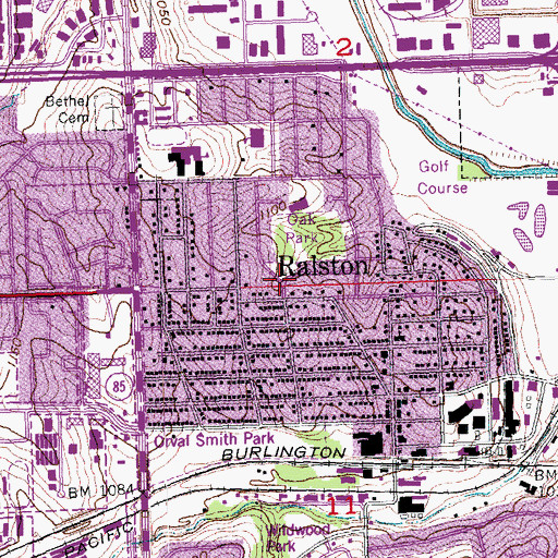 Topographic Map of Ralston Public Library, NE