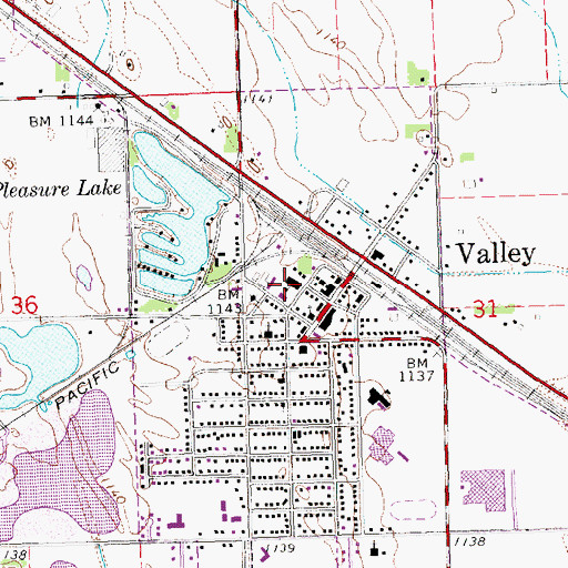 Topographic Map of Valley Public Library, NE