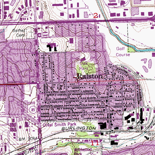 Topographic Map of Ralston Public Library, NE