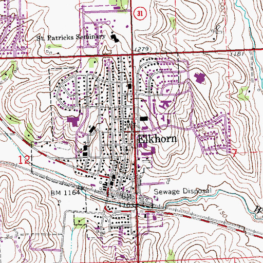 Topographic Map of Saint Patricks Church of Elkhorn, NE