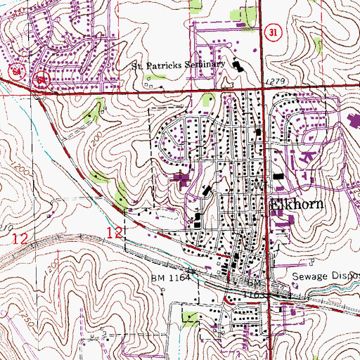 Topographic Map of Elkhorn Middle School, NE