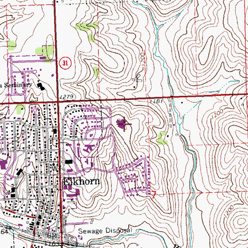 Topographic Map of Hillrise Elementary School, NE
