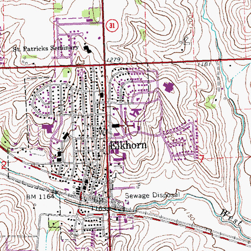 Topographic Map of Elkhorn Post Office, NE