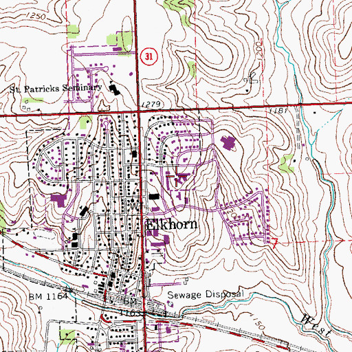 Topographic Map of Elkhorn Manor Nursing Center, NE