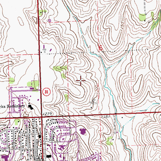 Topographic Map of Indian Creek Golf Course, NE