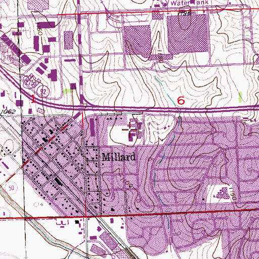 Topographic Map of Millard Central Middle School, NE