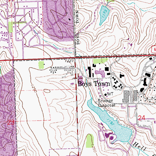Topographic Map of Boys Town Post Office, NE