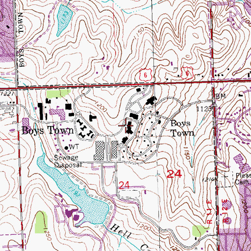 Topographic Map of Boys Town High School, NE