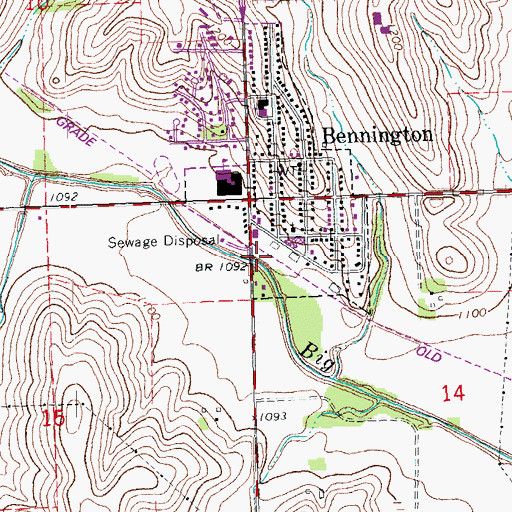 Topographic Map of Bennington (historical), NE