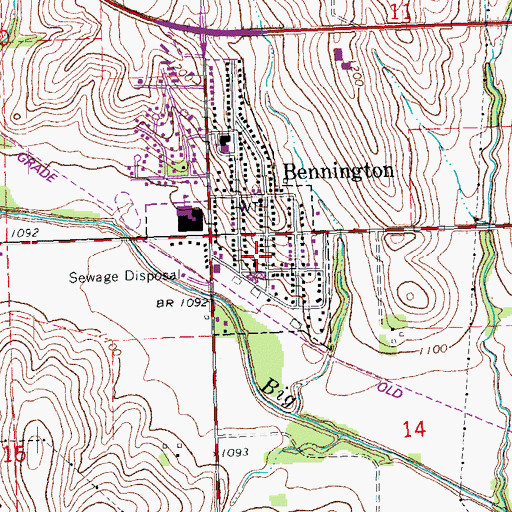 Topographic Map of Bennington Post Office, NE