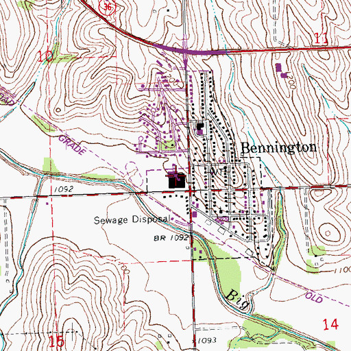 Topographic Map of Bennington Elementary School, NE
