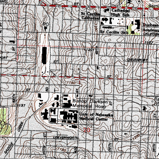 Topographic Map of Clarkson College, NE