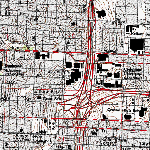 Topographic Map of Creighton University Medical Center, NE