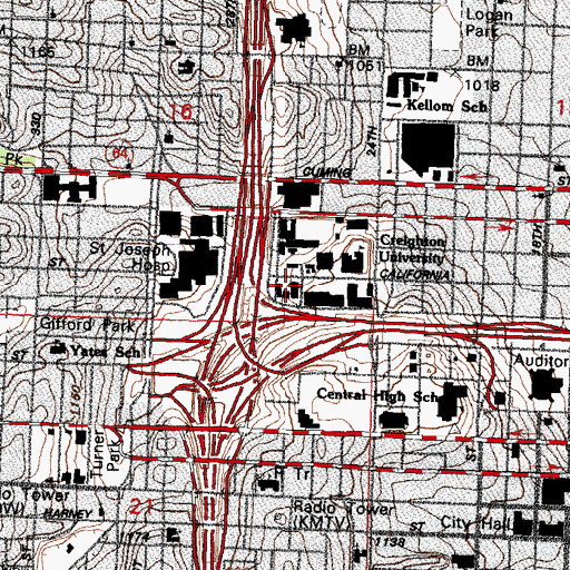 Topographic Map of Kiewit Hall, NE