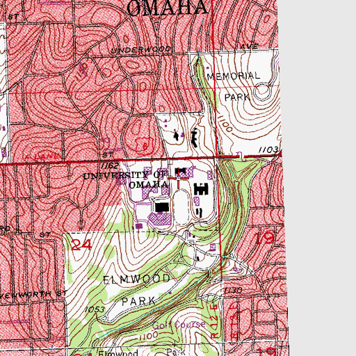 Topographic Map of Eugene Eppley Administration Building, NE