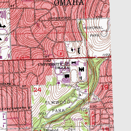 Topographic Map of Milo Bail Student Center, NE