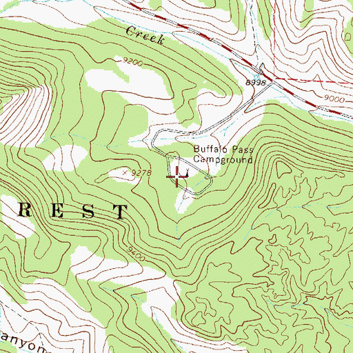Topographic Map of Buffalo Pass Campground, CO